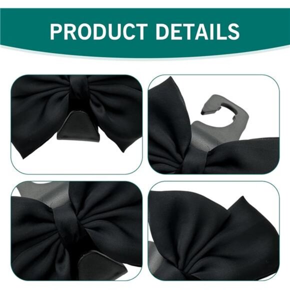 2PCS Black Bow Car Seat Headrest Hooks, Car Purse Hook for Car - Picture 2 of 7